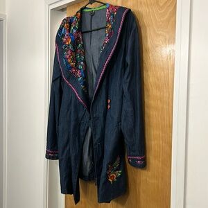 !Ay Guey!  Denim Lola Jacket with Hood - size Medium NWOT